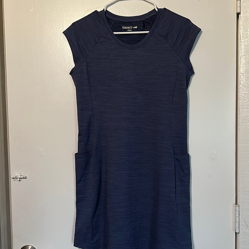 Toad & Co dress, size small, blue, with two side pockets
